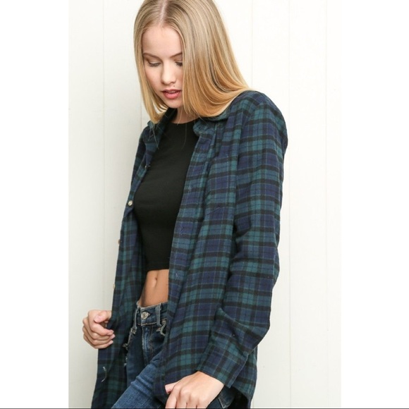 Brandy Melville Tops - Brandy Melville Blue & Green Wylie Flannel